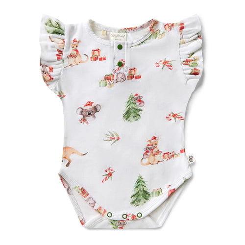 Snuggle Hunny - Organic Short Sleeve Bodysuit with Frill Kangas & Koalas