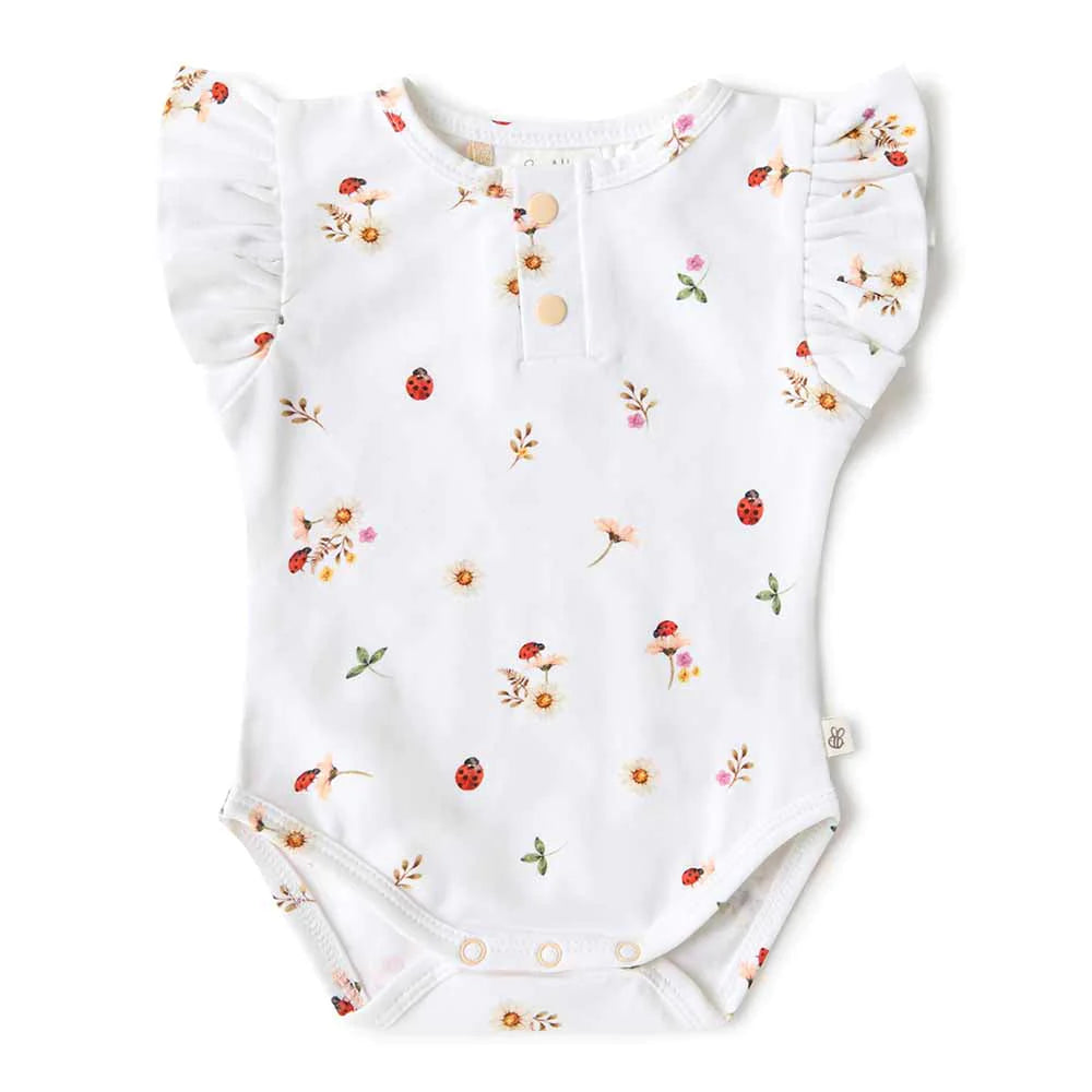 Snuggle Hunny Organic Short Sleeve Bodysuit With Frill - Ladybug Bodysuit Snuggle Hunny 