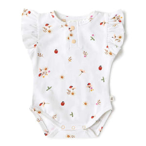 Snuggle Hunny - Organic Short Sleeve Bodysuit With Frill - Ladybug