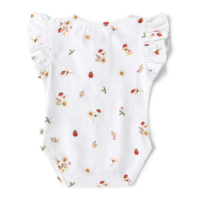 Snuggle Hunny Organic Short Sleeve Bodysuit With Frill - Ladybug Bodysuit Snuggle Hunny 