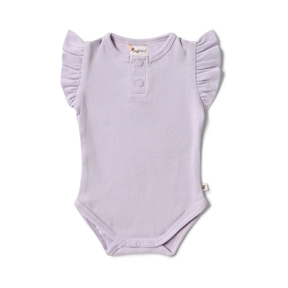Snuggle Hunny - Organic Short Sleeve Bodysuit with Frill | Lavender Bodysuit Snuggle Hunny 