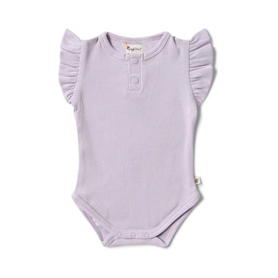 Snuggle Hunny - Organic Short Sleeve Bodysuit with Frill | Lavender Bodysuit Snuggle Hunny 