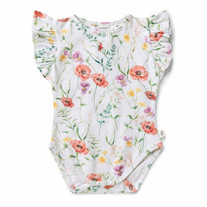 Snuggle Hunny - Organic Short Sleeve Bodysuit with Frill - Meadow