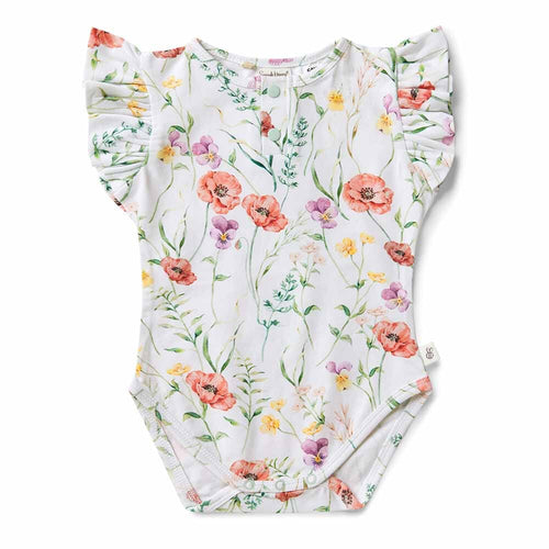 Snuggle Hunny Organic Short Sleeve Bodysuit with Frill - Meadow