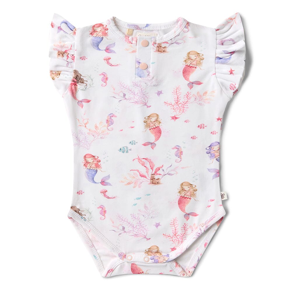 Snuggle Hunny - Organic Short Sleeve Bodysuit with Frill | Mermaid Bodysuit Snuggle Hunny 