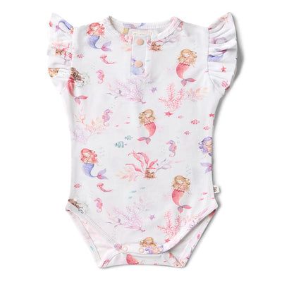 Snuggle Hunny - Organic Short Sleeve Bodysuit with Frill | Mermaid Bodysuit Snuggle Hunny 