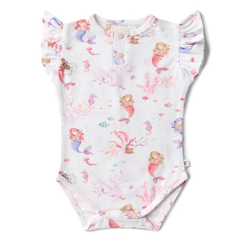 Snuggle Hunny - Organic Short Sleeve Bodysuit with Frill | Mermaid