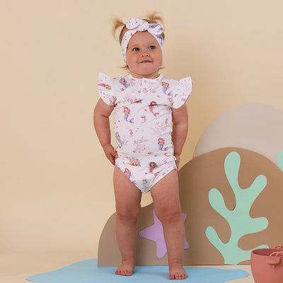 Snuggle Hunny - Organic Short Sleeve Bodysuit with Frill | Mermaid Bodysuit Snuggle Hunny 