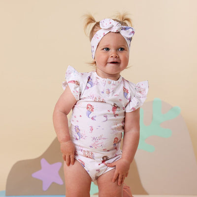 Snuggle Hunny - Organic Short Sleeve Bodysuit with Frill | Mermaid Bodysuit Snuggle Hunny 