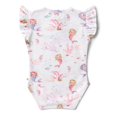 Snuggle Hunny - Organic Short Sleeve Bodysuit with Frill | Mermaid Bodysuit Snuggle Hunny 