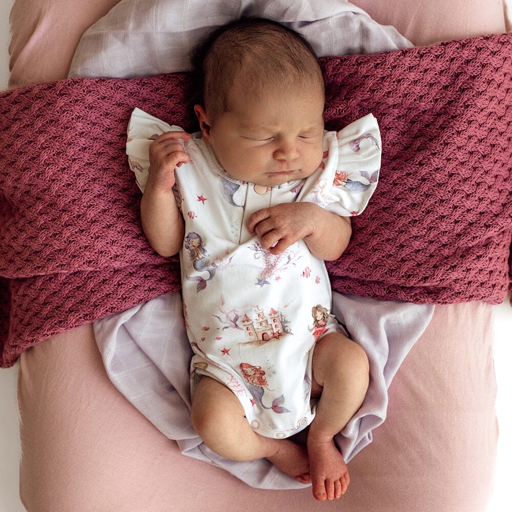 Snuggle Hunny - Organic Short Sleeve Bodysuit with Frill | Mermaid Bodysuit Snuggle Hunny 