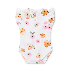 Snuggle Hunny - Organic Short Sleeve Bodysuit with Frill | Poppy