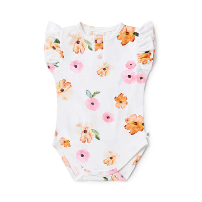 Snuggle Hunny - Organic Short Sleeve Bodysuit with Frill | Poppy Bodysuit Snuggle Hunny 