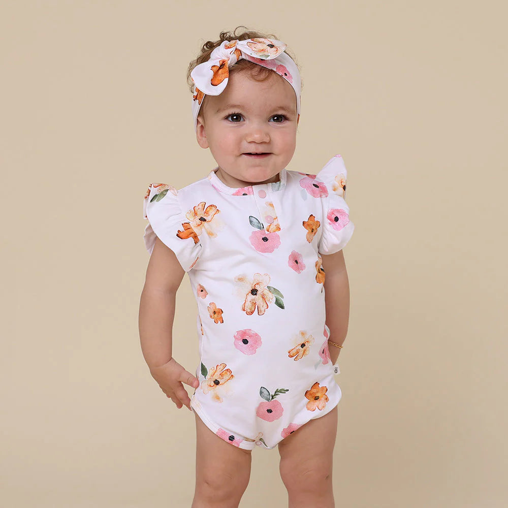 Snuggle Hunny - Organic Short Sleeve Bodysuit with Frill | Poppy Bodysuit Snuggle Hunny 