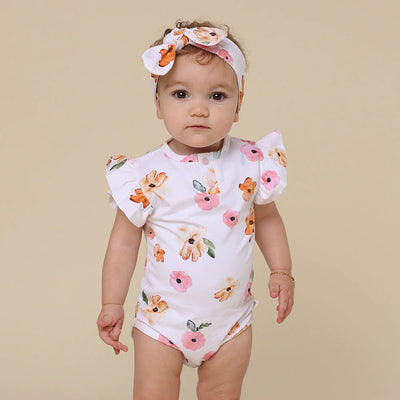 Snuggle Hunny - Organic Short Sleeve Bodysuit with Frill | Poppy Bodysuit Snuggle Hunny 