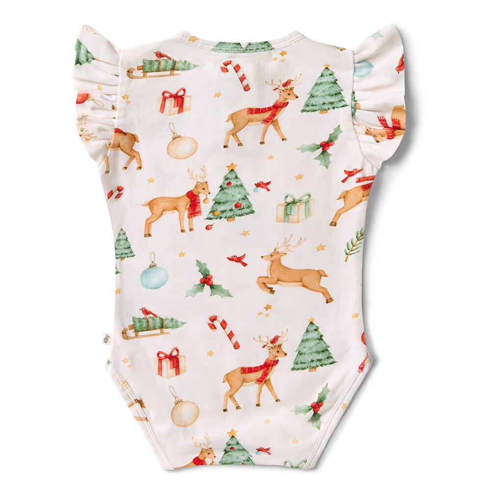 Snuggle Hunny - Organic Short Sleeve Bodysuit with Frill | Prancer & Friends Bodysuit Snuggle Hunny 