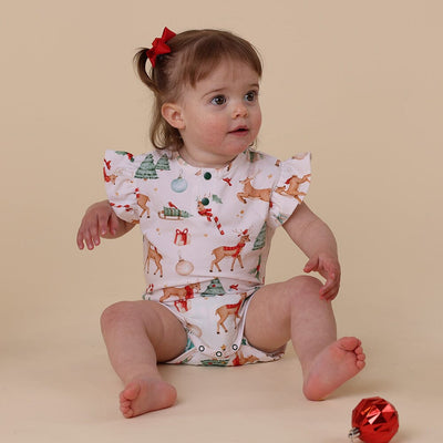 Snuggle Hunny - Organic Short Sleeve Bodysuit with Frill | Prancer & Friends Bodysuit Snuggle Hunny 