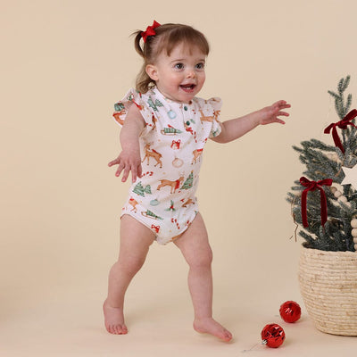Snuggle Hunny - Organic Short Sleeve Bodysuit with Frill | Prancer & Friends Bodysuit Snuggle Hunny 