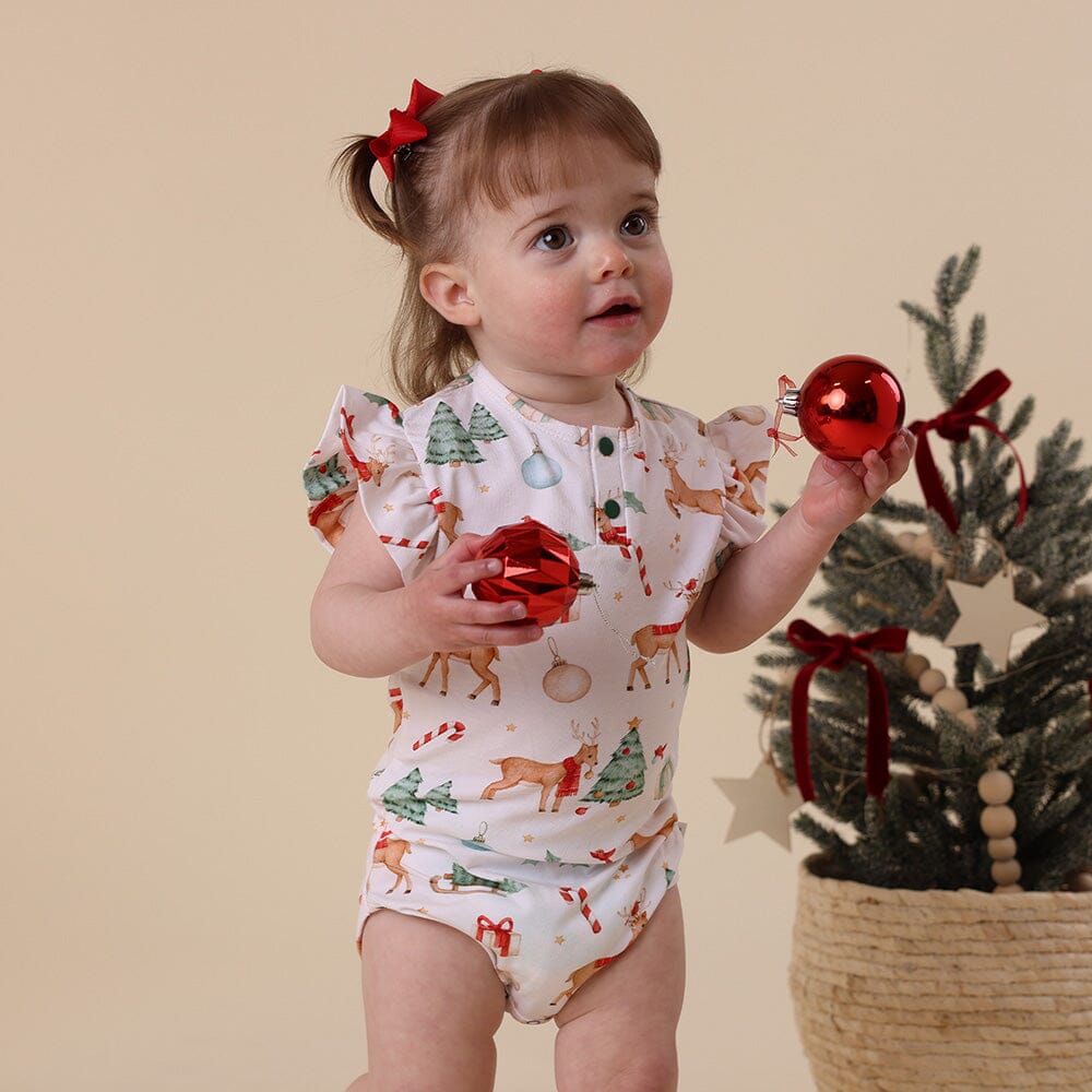 Snuggle Hunny - Organic Short Sleeve Bodysuit with Frill | Prancer & Friends Bodysuit Snuggle Hunny 