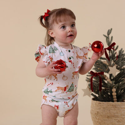 Snuggle Hunny - Organic Short Sleeve Bodysuit with Frill | Prancer & Friends Bodysuit Snuggle Hunny 