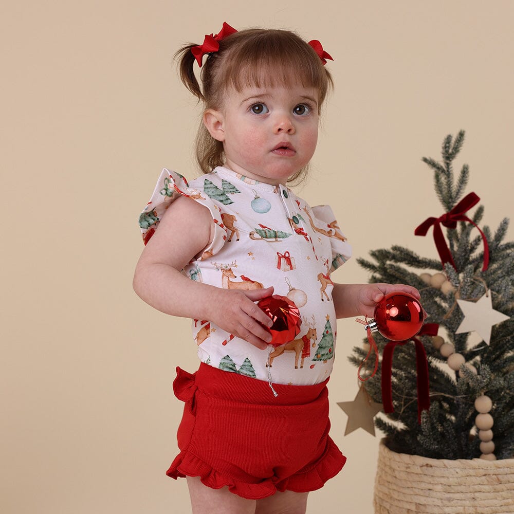 Snuggle Hunny - Organic Short Sleeve Bodysuit with Frill | Prancer & Friends Bodysuit Snuggle Hunny 