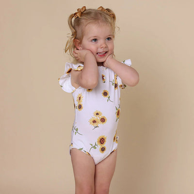 Snuggle Hunny - Organic Short Sleeve Bodysuit with Frill - Sunflower Bodysuit Snuggle Hunny 