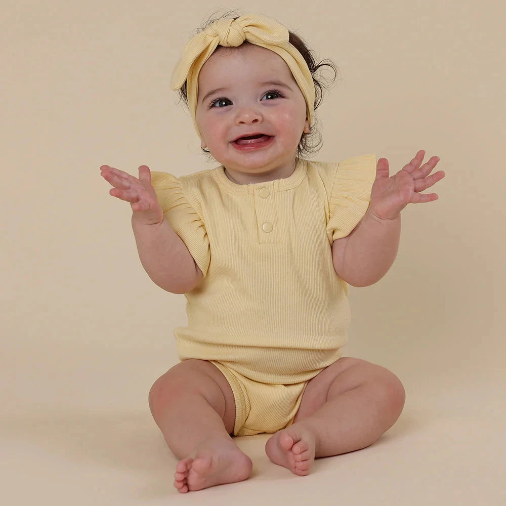 Snuggle Hunny - Organic Short Sleeve Bodysuit with Frill | Sunlight Bodysuit Snuggle Hunny 