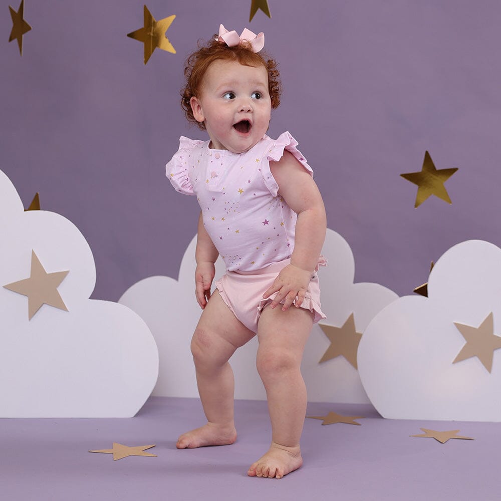 Snuggle Hunny - Organic Short Sleeve Bodysuit with Frill | Twinkle Bodysuit Snuggle Hunny 