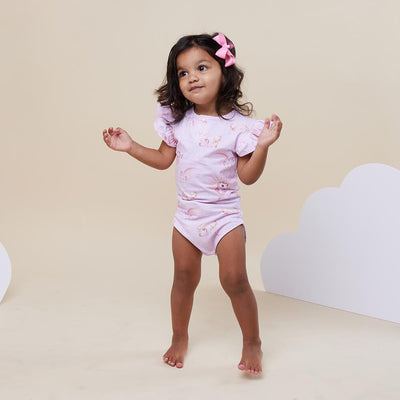 Snuggle Hunny Organic Short Sleeve Bodysuit with Frill - Unicorn Bodysuit Snuggle Hunny 