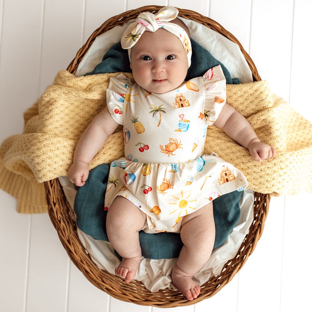 Snuggle Hunny - Organic Short Sleeve Dress | Beach Fun Short Sleeve Dress Snuggle Hunny 