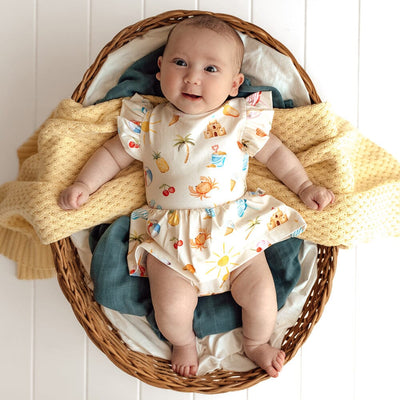 Snuggle Hunny - Organic Short Sleeve Dress | Beach Fun Short Sleeve Dress Snuggle Hunny 