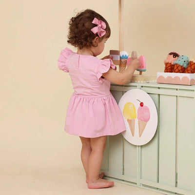 Snuggle Hunny - Organic Short Sleeve Dress | Bubblegum Short Sleeve Dress Snuggle Hunny 