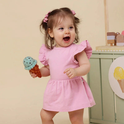 Snuggle Hunny - Organic Short Sleeve Dress | Bubblegum Short Sleeve Dress Snuggle Hunny 