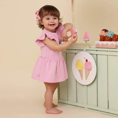 Snuggle Hunny - Organic Short Sleeve Dress | Bubblegum Short Sleeve Dress Snuggle Hunny 