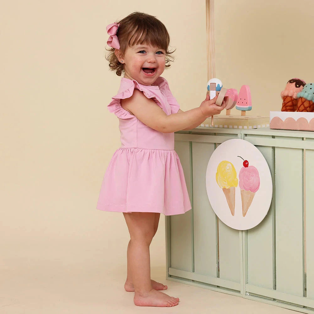 Snuggle Hunny - Organic Short Sleeve Dress | Bubblegum Short Sleeve Dress Snuggle Hunny 