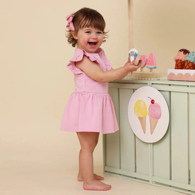 Snuggle Hunny - Organic Short Sleeve Dress | Bubblegum Short Sleeve Dress Snuggle Hunny 