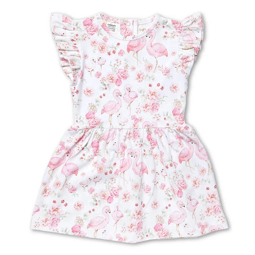 Snuggle Hunny - Organic Short Sleeve Dress | Flamingo