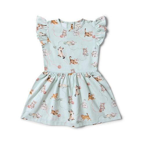 Snuggle Hunny - Organic Short Sleeve Dress | Kittens