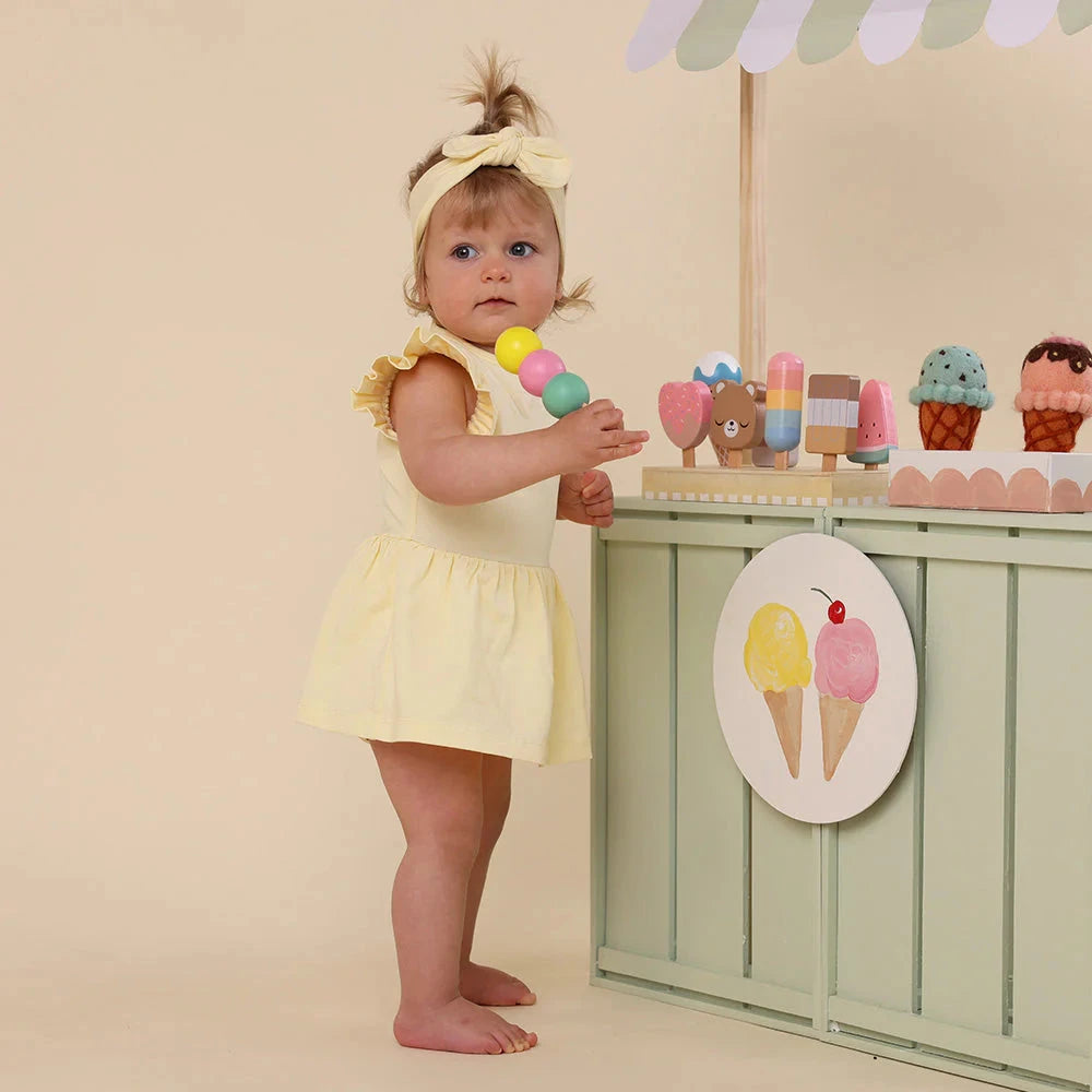 Snuggle Hunny - Organic Short Sleeve Dress | Lemon Sorbet Short Sleeve Dress Snuggle Hunny 