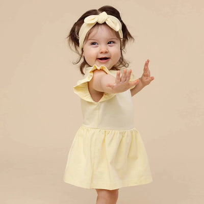 Snuggle Hunny - Organic Short Sleeve Dress | Lemon Sorbet Short Sleeve Dress Snuggle Hunny 
