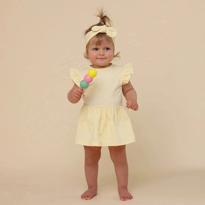 Snuggle Hunny - Organic Short Sleeve Dress | Lemon Sorbet Short Sleeve Dress Snuggle Hunny 