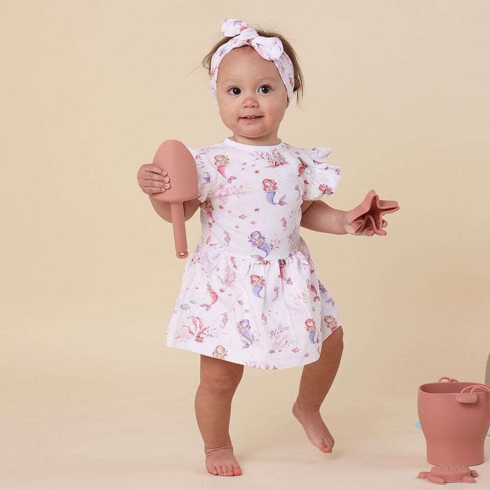 Snuggle Hunny - Organic Short Sleeve Dress | Mermaid Short Sleeve Dress Snuggle Hunny 