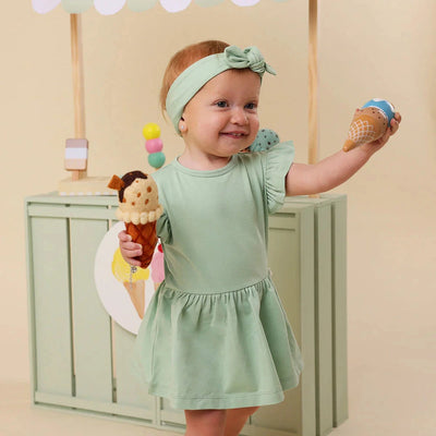 Snuggle Hunny - Organic Short Sleeve Dress | Mint Short Sleeve Dress Snuggle Hunny 