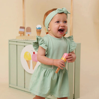 Snuggle Hunny - Organic Short Sleeve Dress | Mint Short Sleeve Dress Snuggle Hunny 