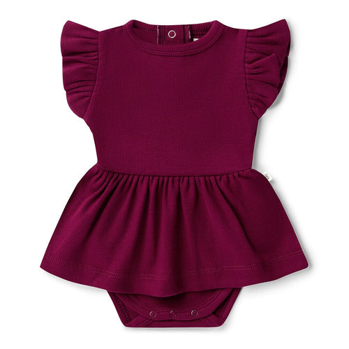 Snuggle Hunny - Organic Short Sleeve Dress | Raspberry
