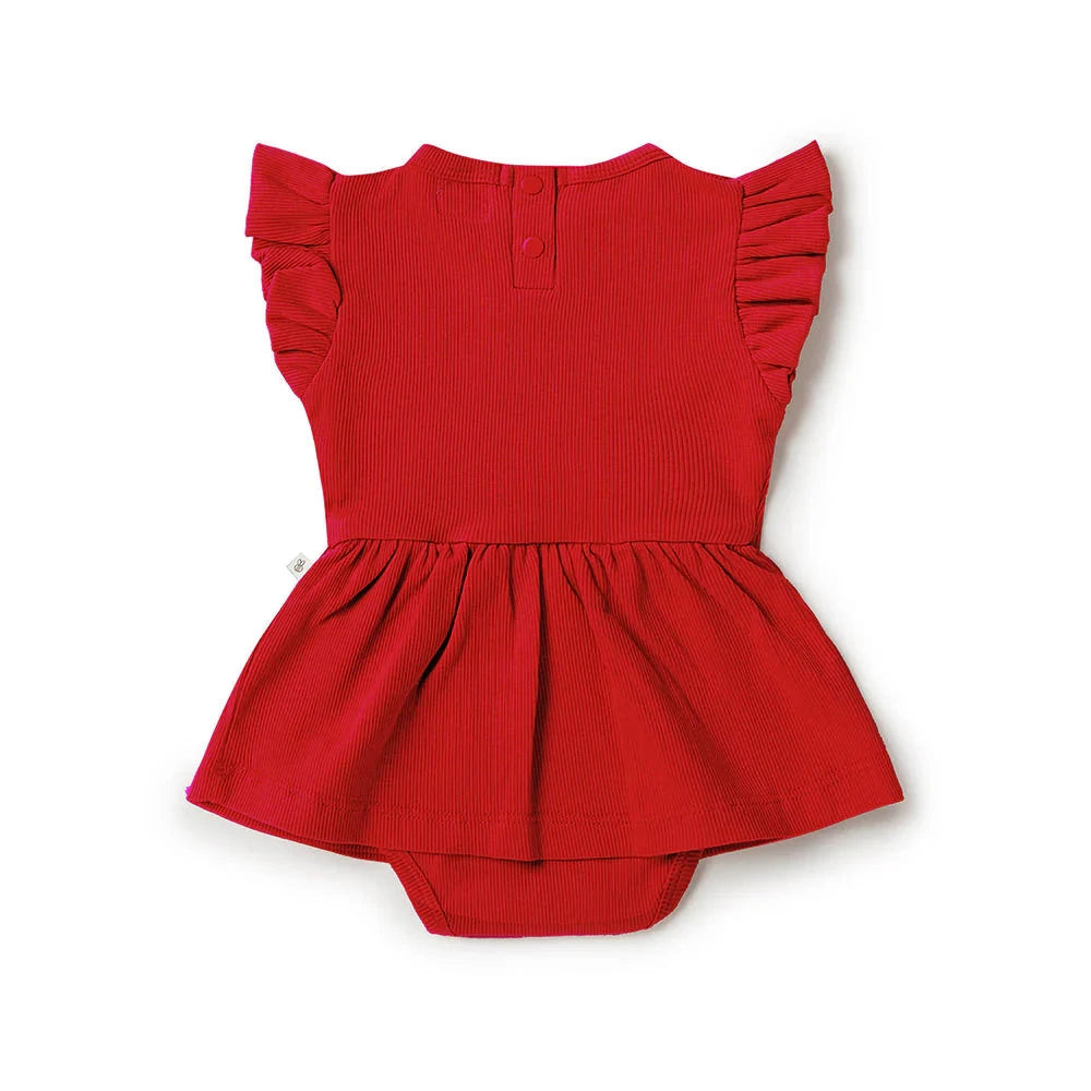 Snuggle Hunny - Organic Short Sleeve Dress | Red Short Sleeve Dress Snuggle Hunny 