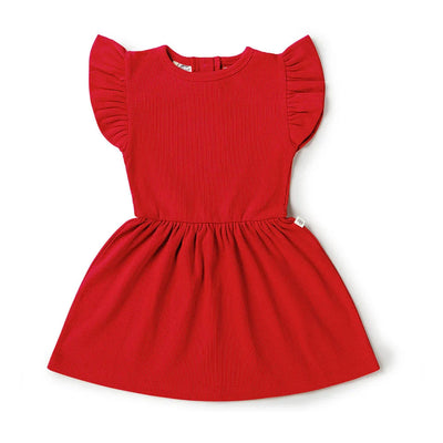 Snuggle Hunny - Organic Short Sleeve Dress | Red Short Sleeve Dress Snuggle Hunny 