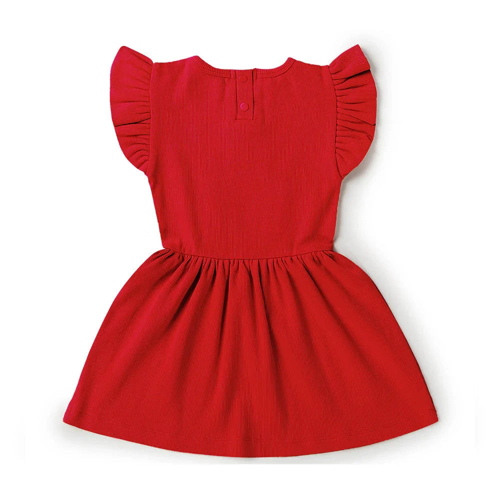 Snuggle Hunny - Organic Short Sleeve Dress | Red Short Sleeve Dress Snuggle Hunny 