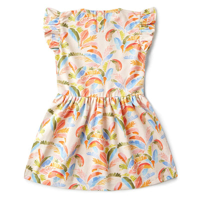 Snuggle Hunny - Organic Short Sleeve Dress | Summer Palm Short Sleeve Dress Snuggle Hunny 