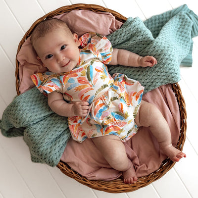 Snuggle Hunny - Organic Short Sleeve Dress | Summer Palm Short Sleeve Dress Snuggle Hunny 